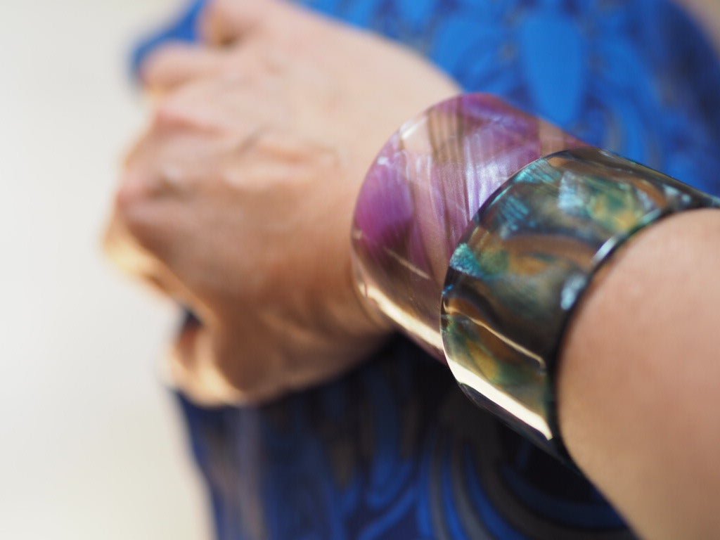 Acetate bangle - iridescent purple calico - Natalia Willmott
