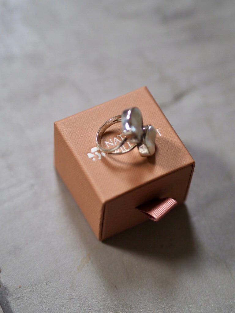 Baroque pearl duo sterling silver ring - Natalia Willmott