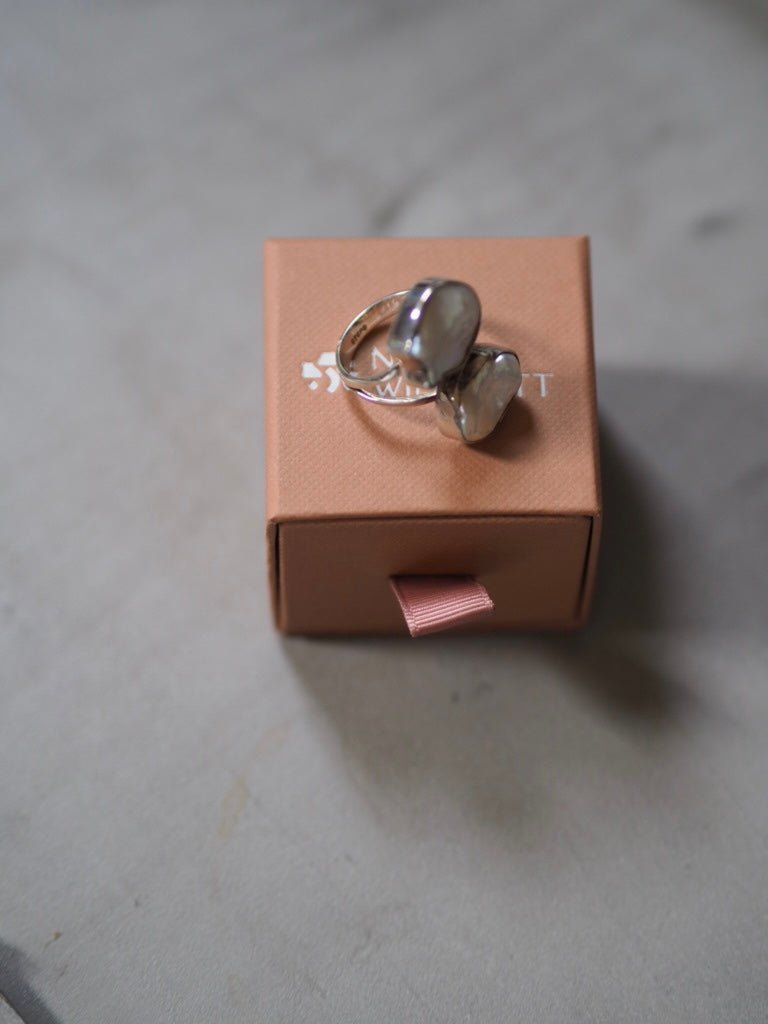Baroque pearl duo sterling silver ring - Natalia Willmott