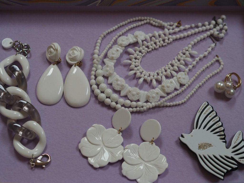 Camelia drop white earrings - Natalia Willmott