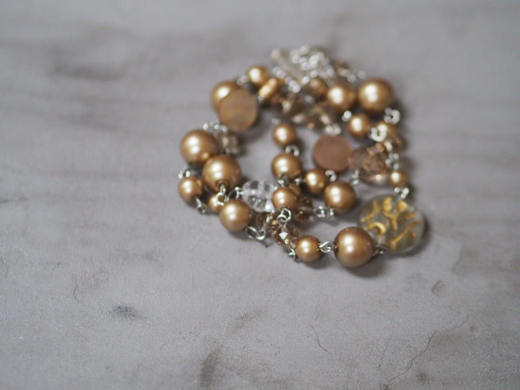 Champagne pearl and glass Czech beads jewellery - Natalia Willmott