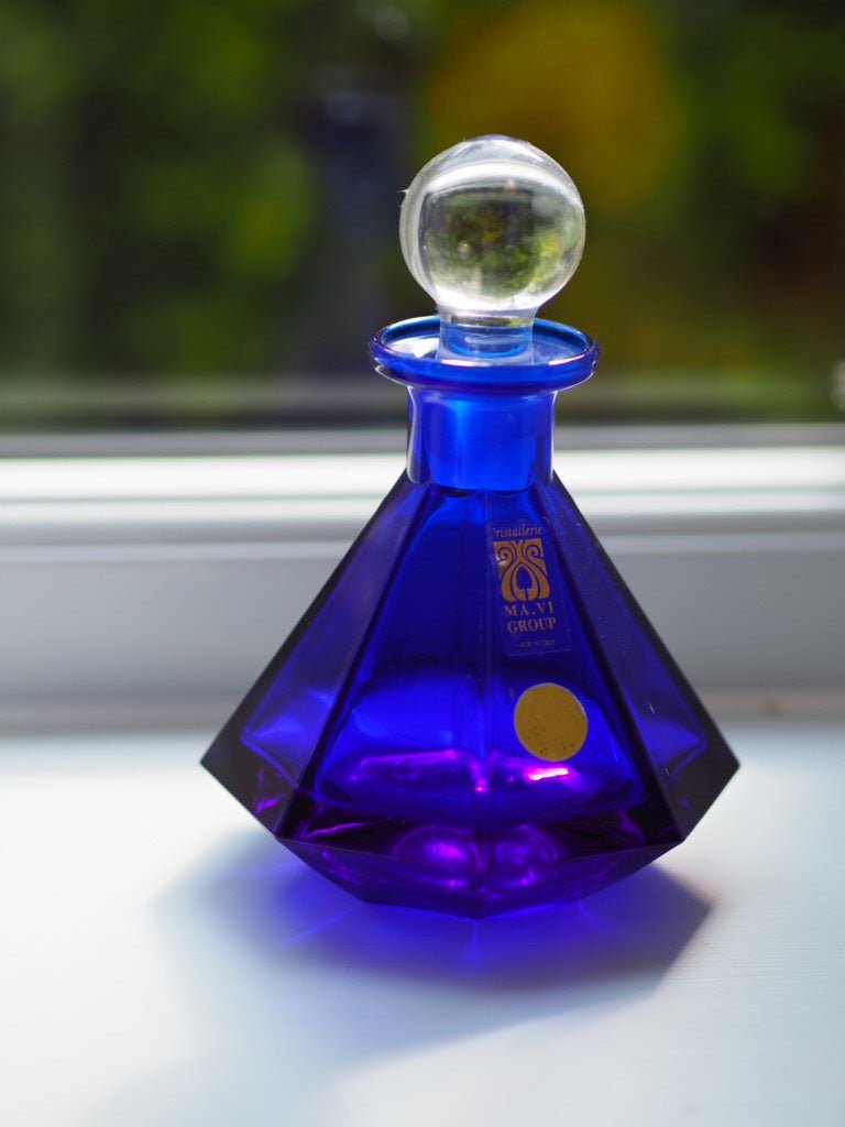 Cobalt Blue Perfume Bottle With Stopper by Cristallerie MA.VI Group - Natalia Willmott