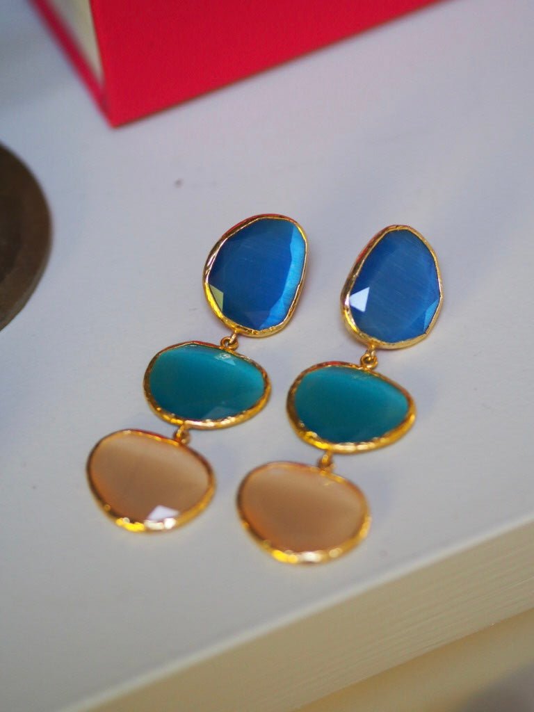 Double cat's eye drop earrings - Natalia Willmott