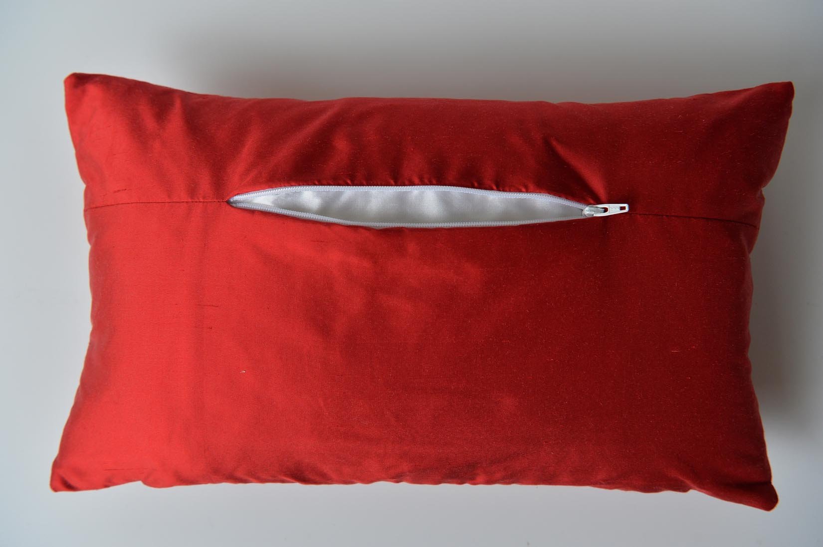 "Golf" Ruby red silk cushion - Natalia Willmott