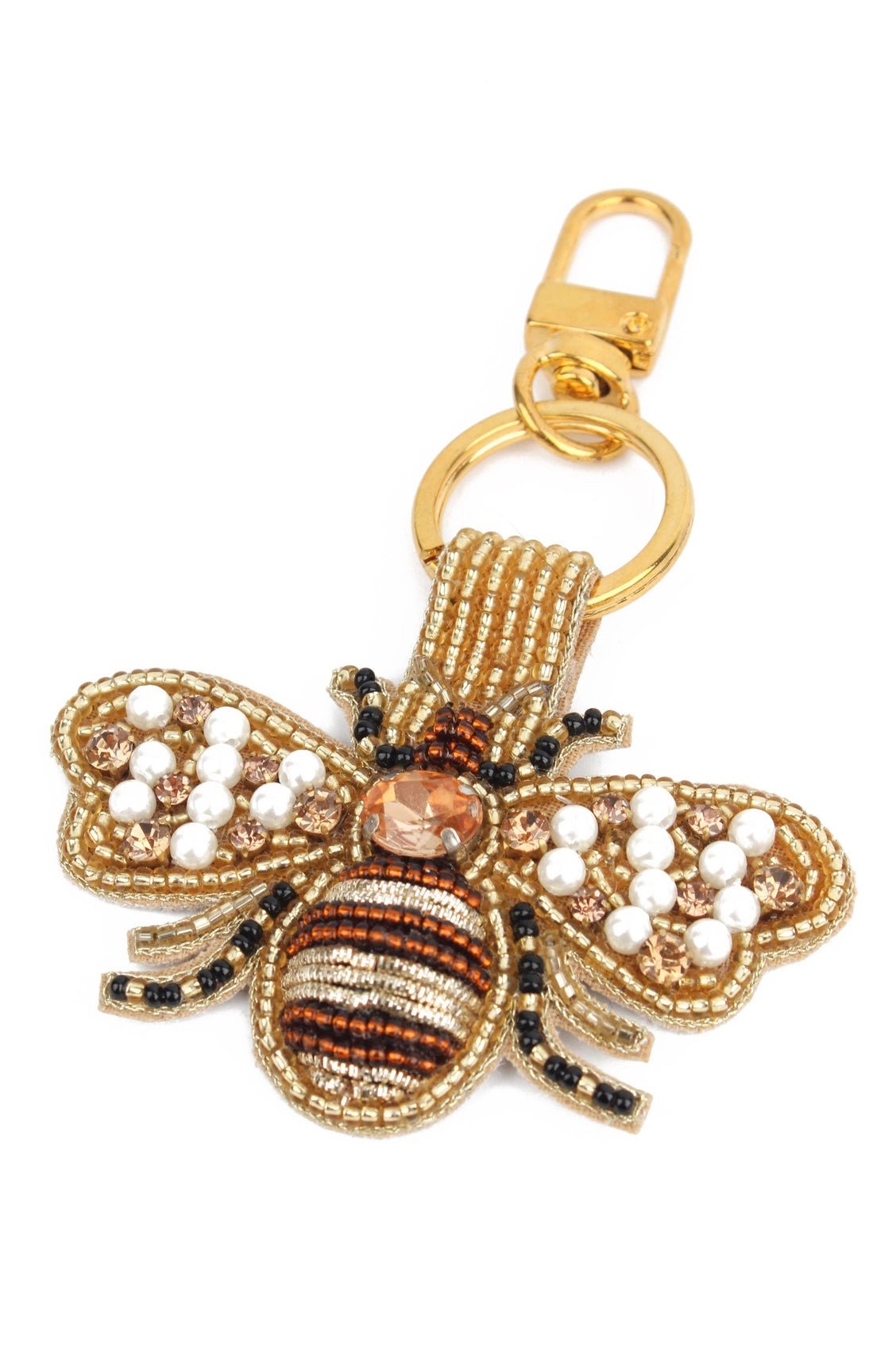 Hand beaded bee keyring or bag charm - Natalia Willmott
