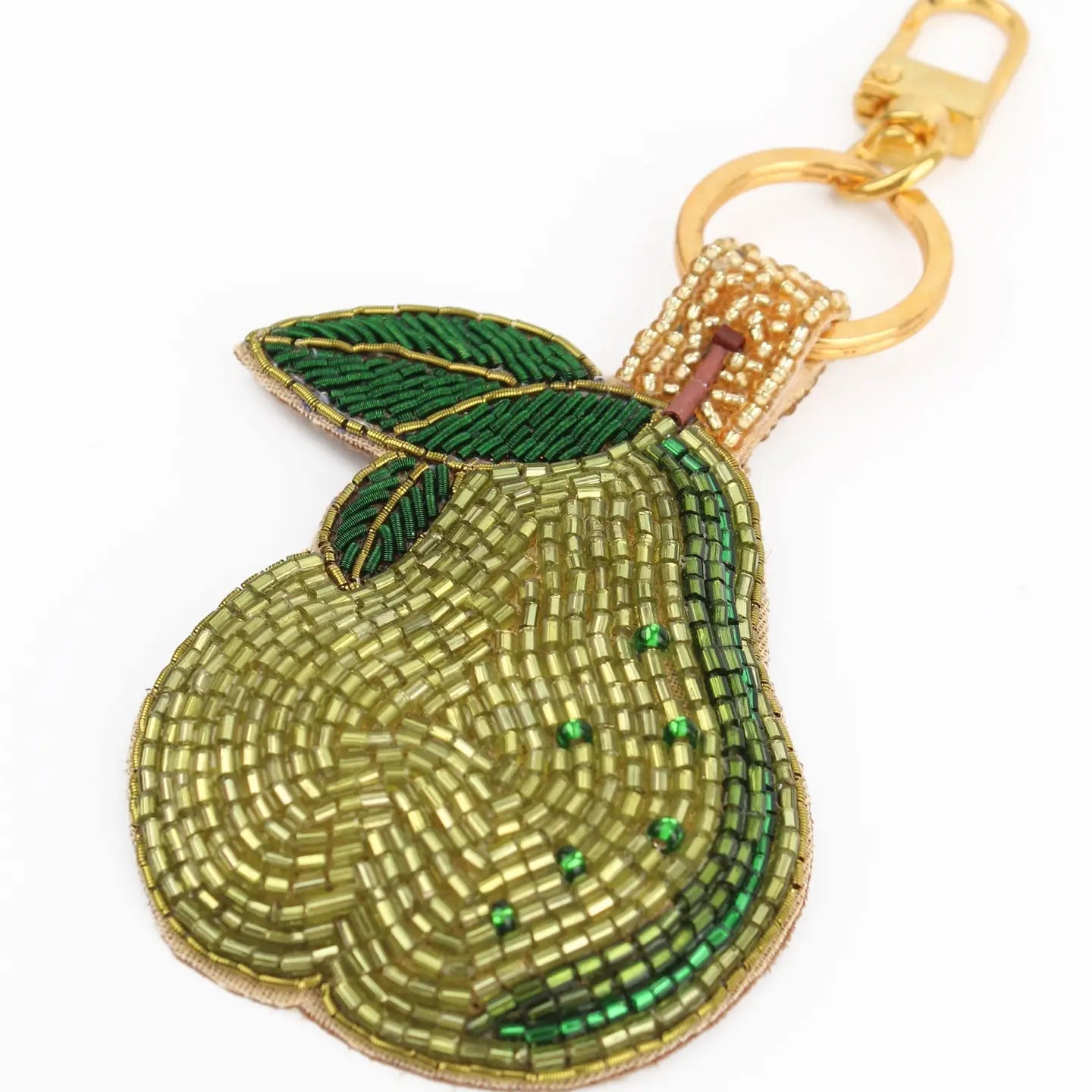 Hand beaded pear keyring or bag charm - Natalia Willmott