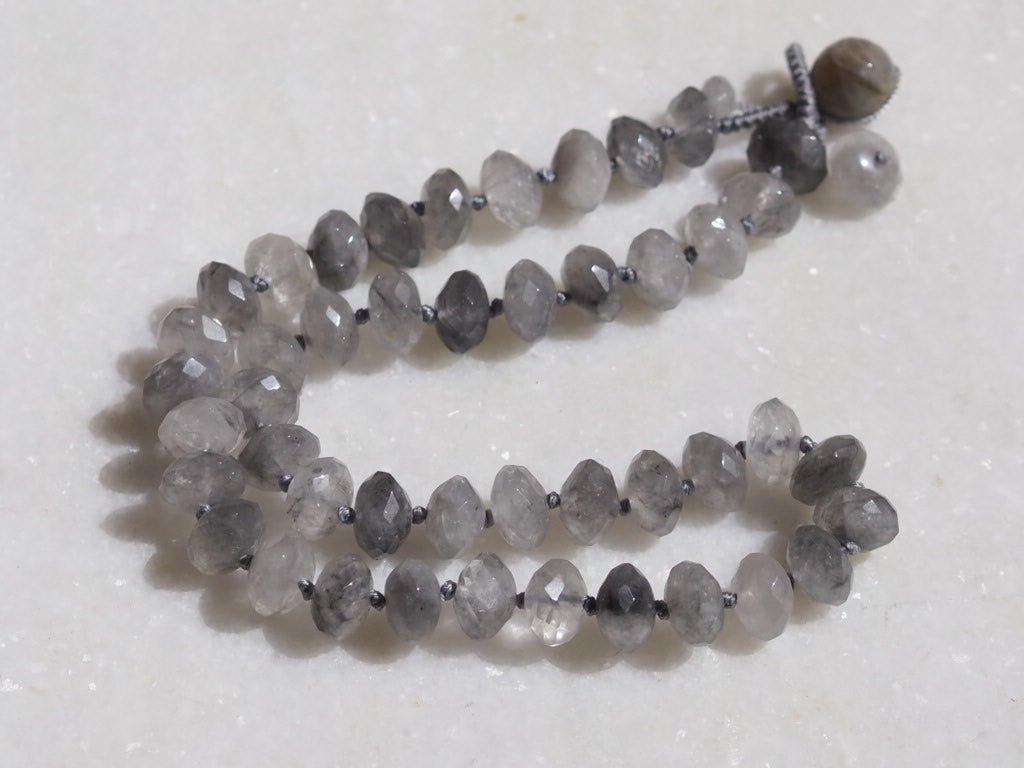Hand knotted grey Quartz beaded necklace - Natalia Willmott