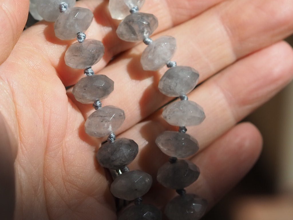 Hand knotted grey Quartz beaded necklace - Natalia Willmott