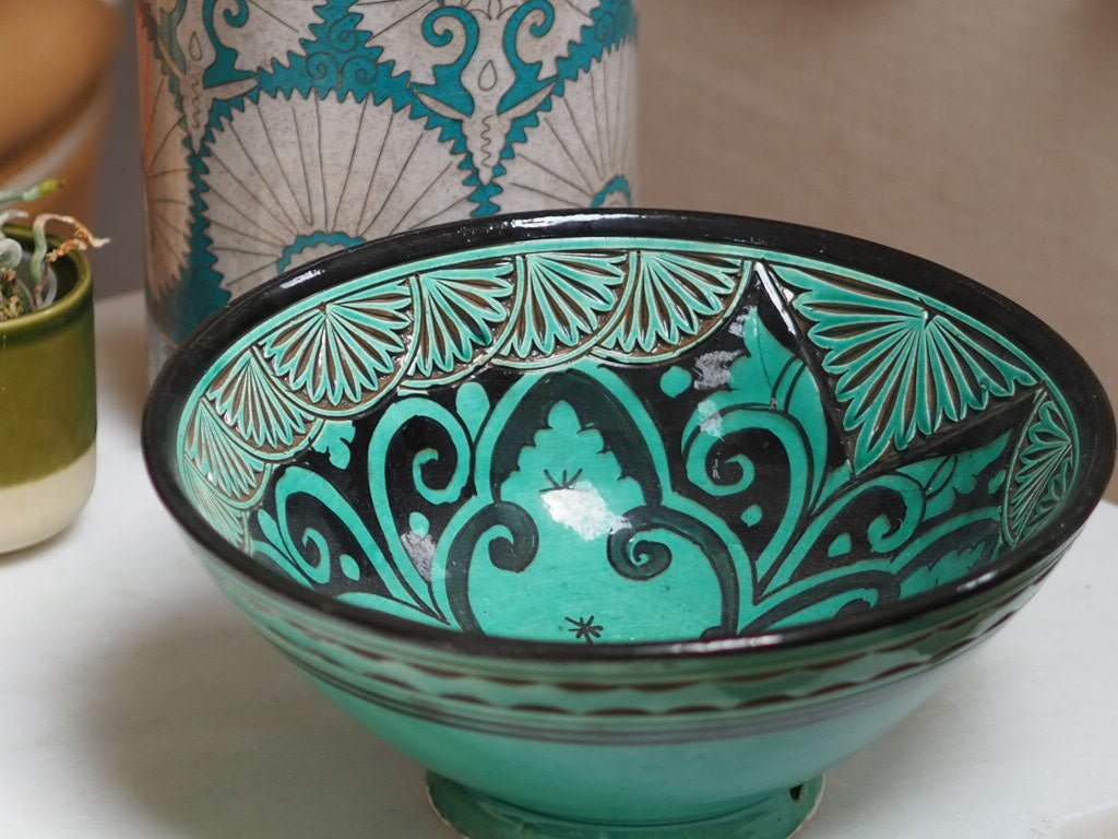 Handcrafted Moroccan Turquoise Ceramic Bowl - Natalia Willmott