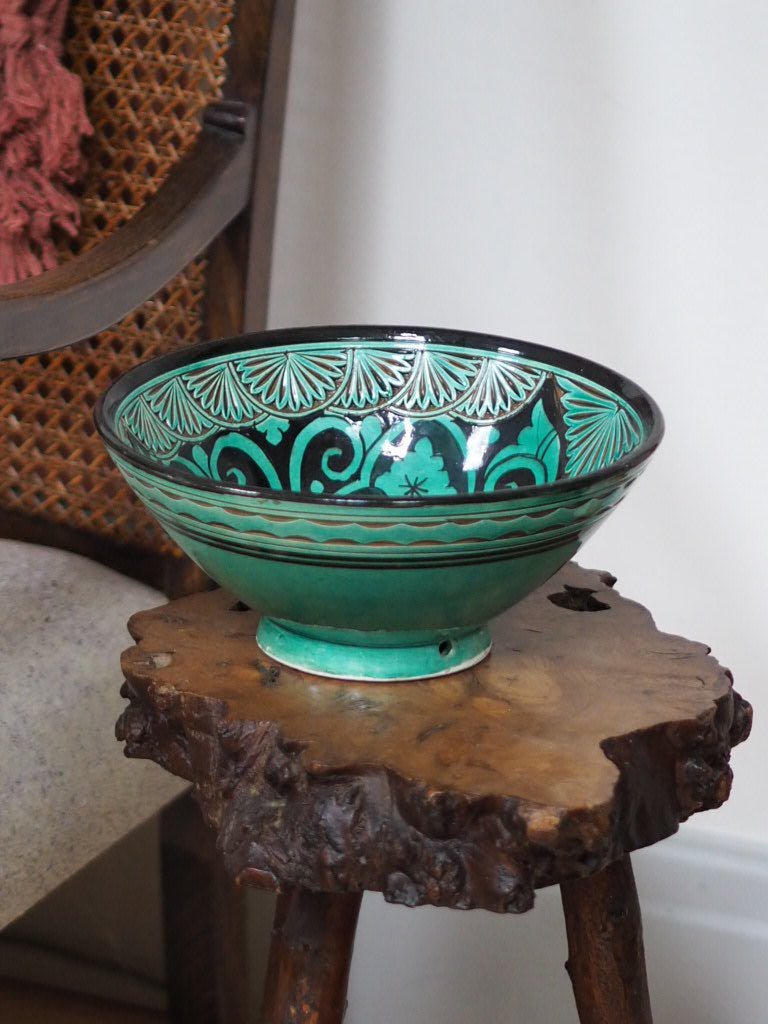 Handcrafted Moroccan Turquoise Ceramic Bowl - Natalia Willmott