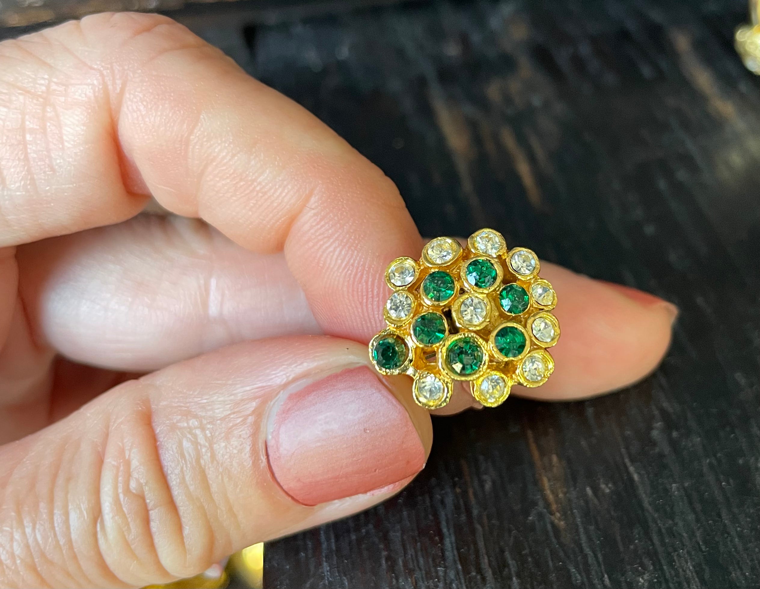 Adjustable vintage cluster ring with crystals - Natalia Willmott