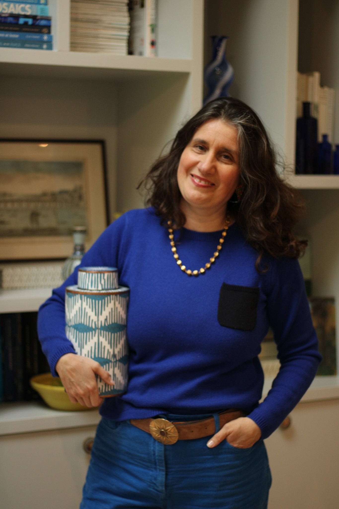 Large cloisonné tea jar serene blue - Natalia Willmott