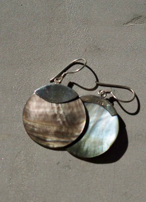 Mother of pearl circular drop earrings - Natalia Willmott