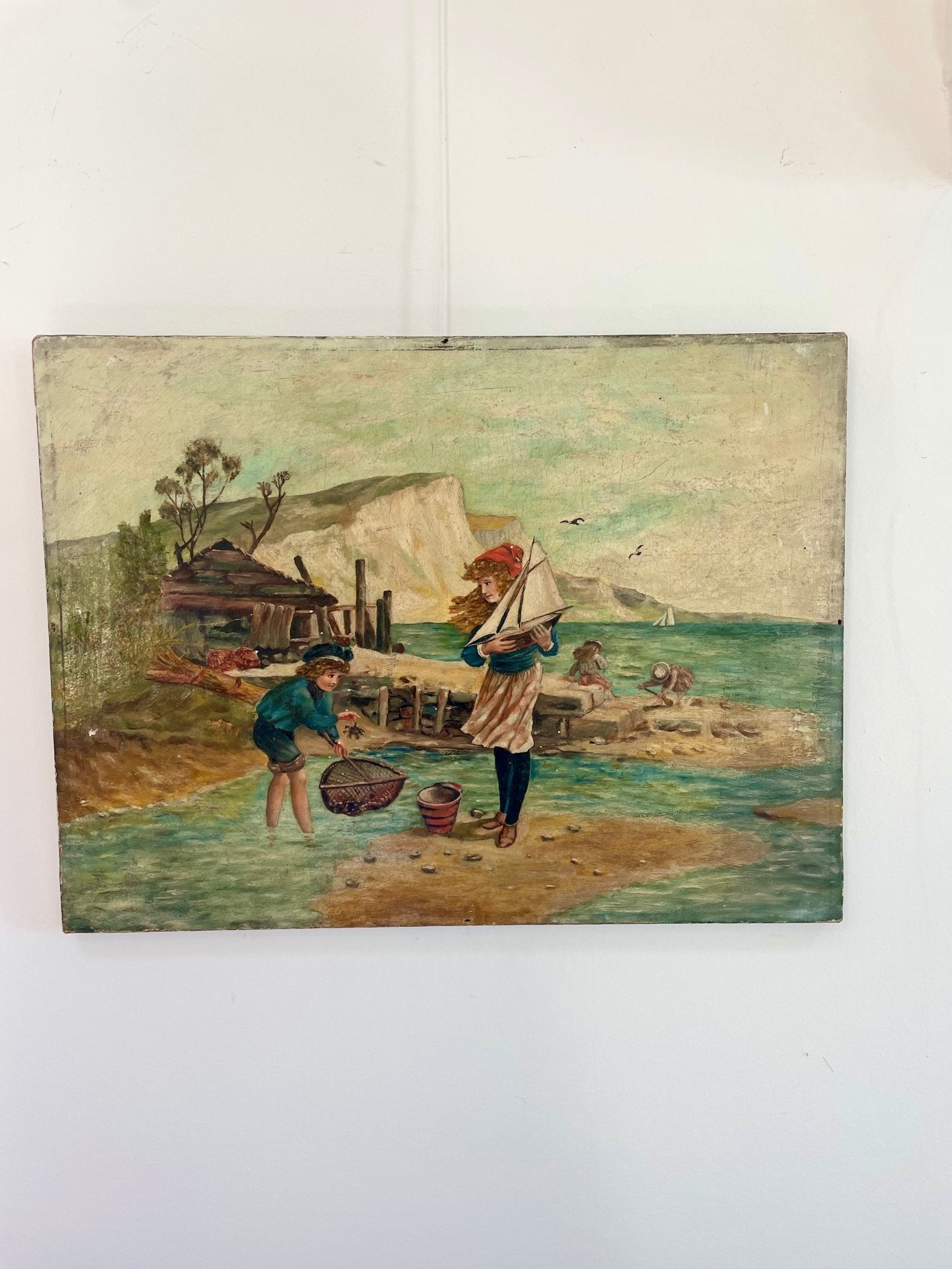 Oil on canvas painting of Children at the seaside after Arthur Elsley - Natalia Willmott