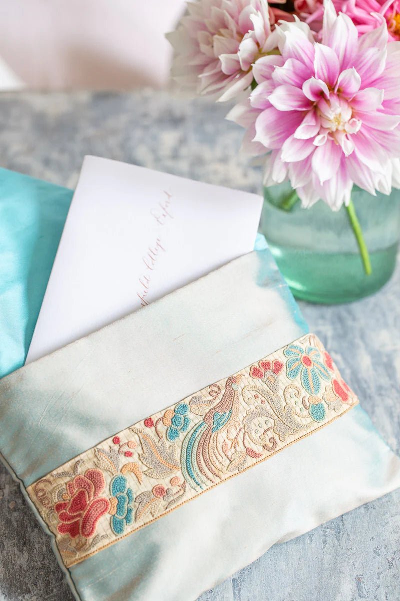 "OISEAUX" STARDUST SILK ENVELOPE CUSHION by My Billet Doux - Natalia Willmott