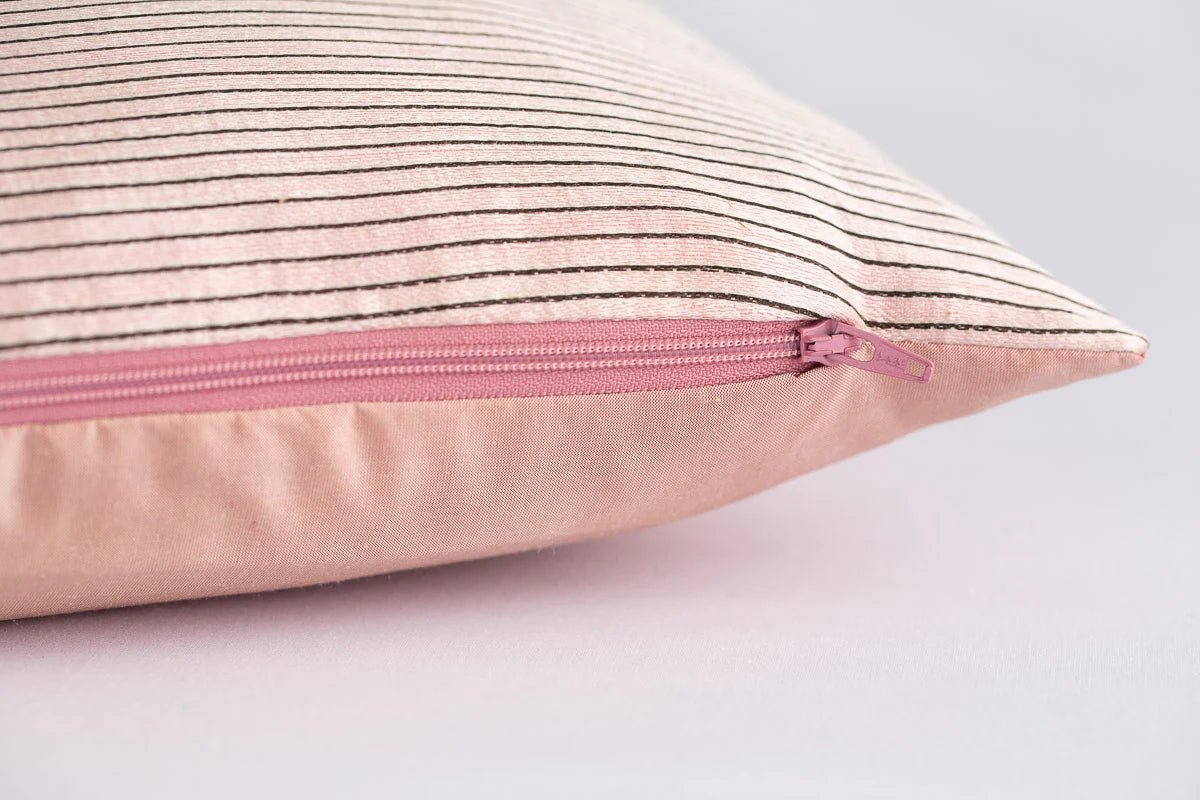 "OTTOMAN" STRIPE PINK SILK CUSHION - Natalia Willmott