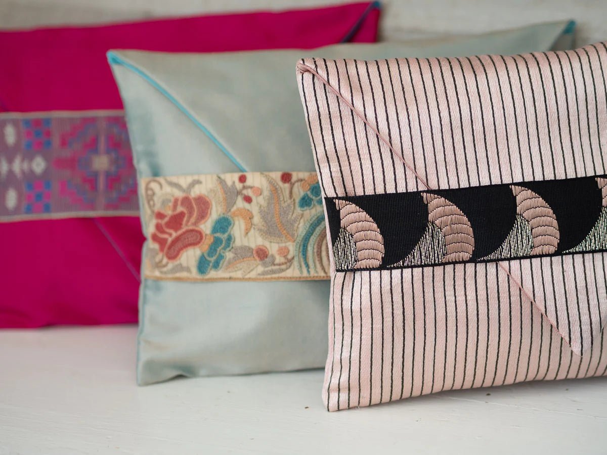"OTTOMAN" STRIPE SILK ENVELOPE CUSHION by My Billet Doux - Natalia Willmott