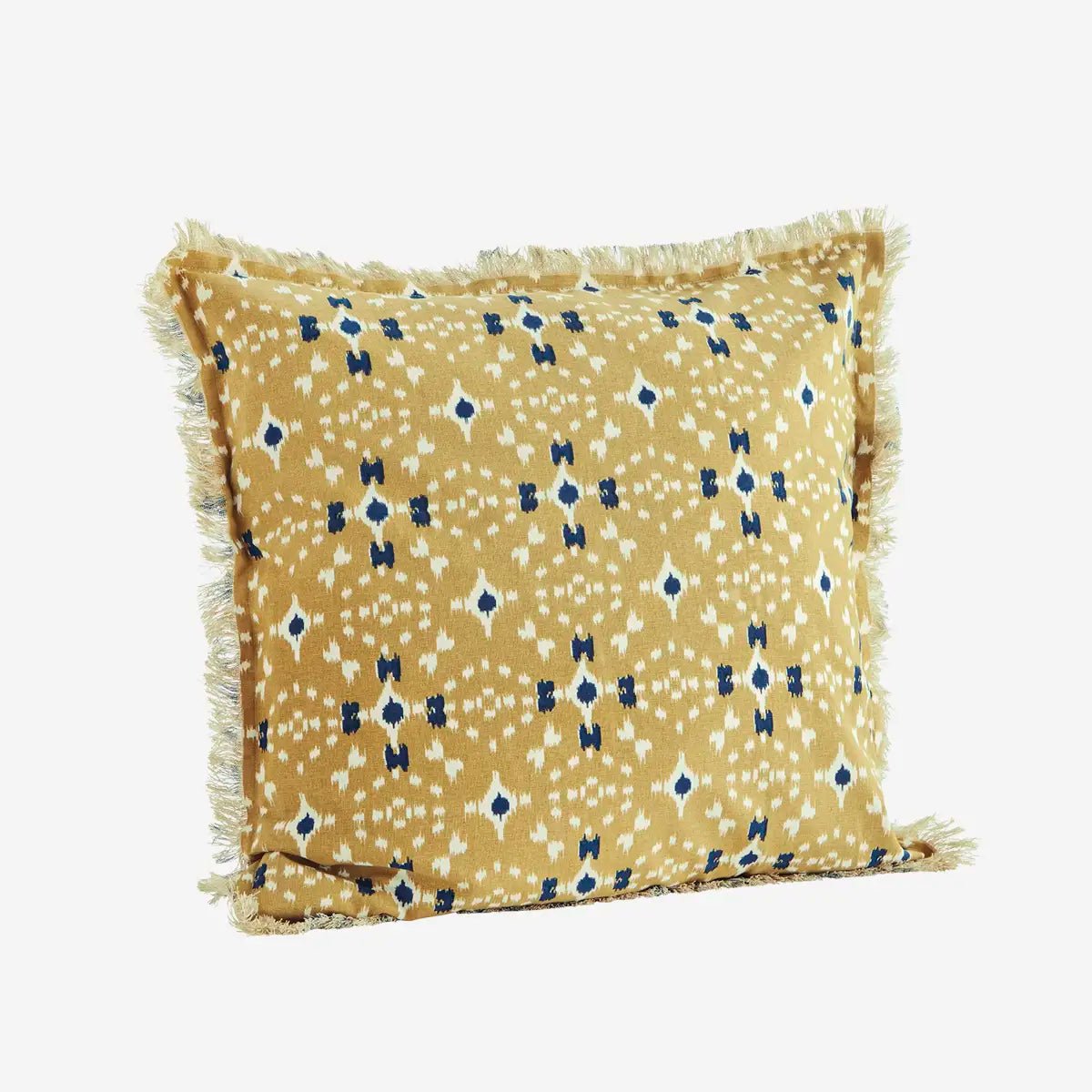 Printed cushion cover mustard with fringe - Natalia Willmott