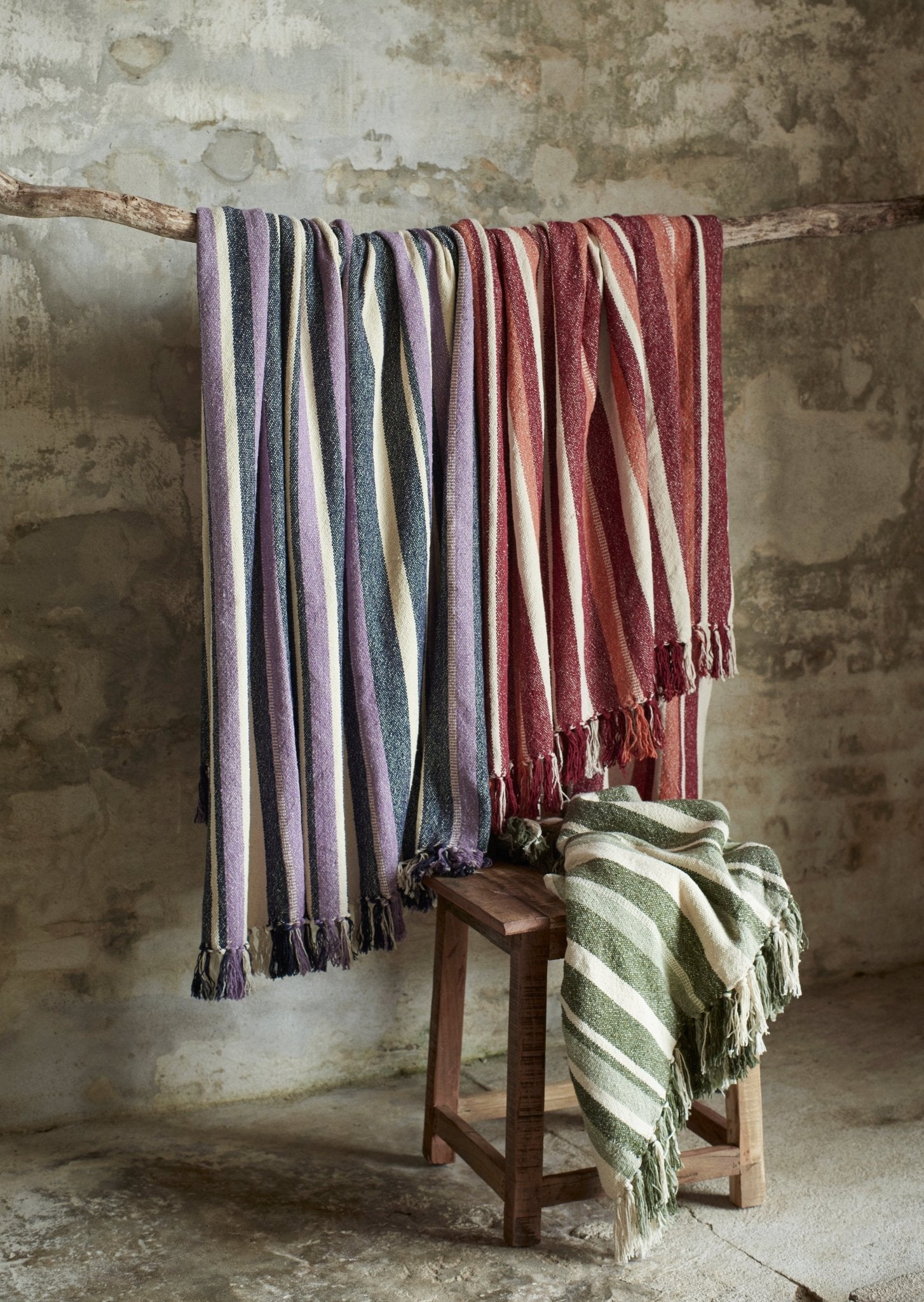 recycled cotton throw green stripes - Natalia Willmott