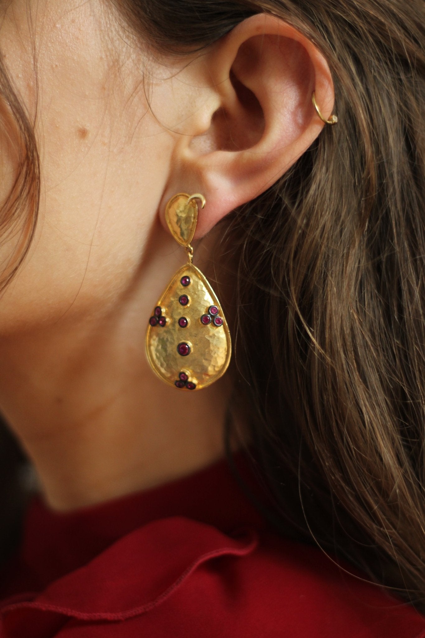 Red zirconia drop earrings - Natalia Willmott