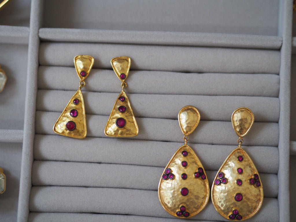 Red zirconia drop earrings - Natalia Willmott