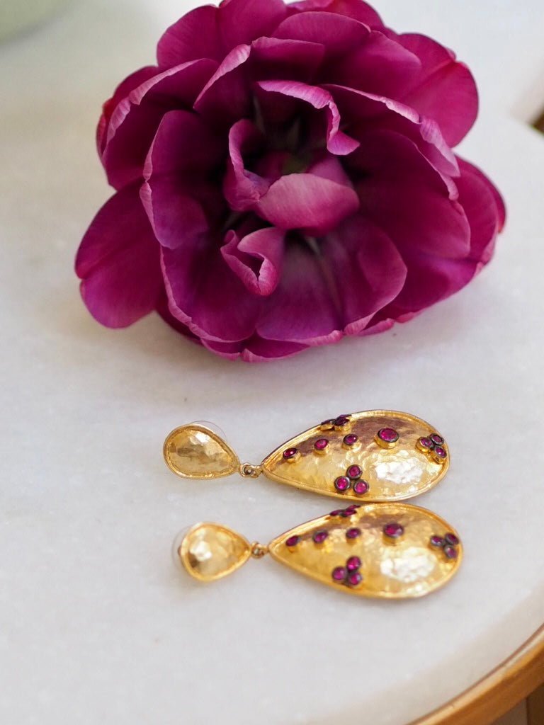 Red zirconia drop earrings - Natalia Willmott