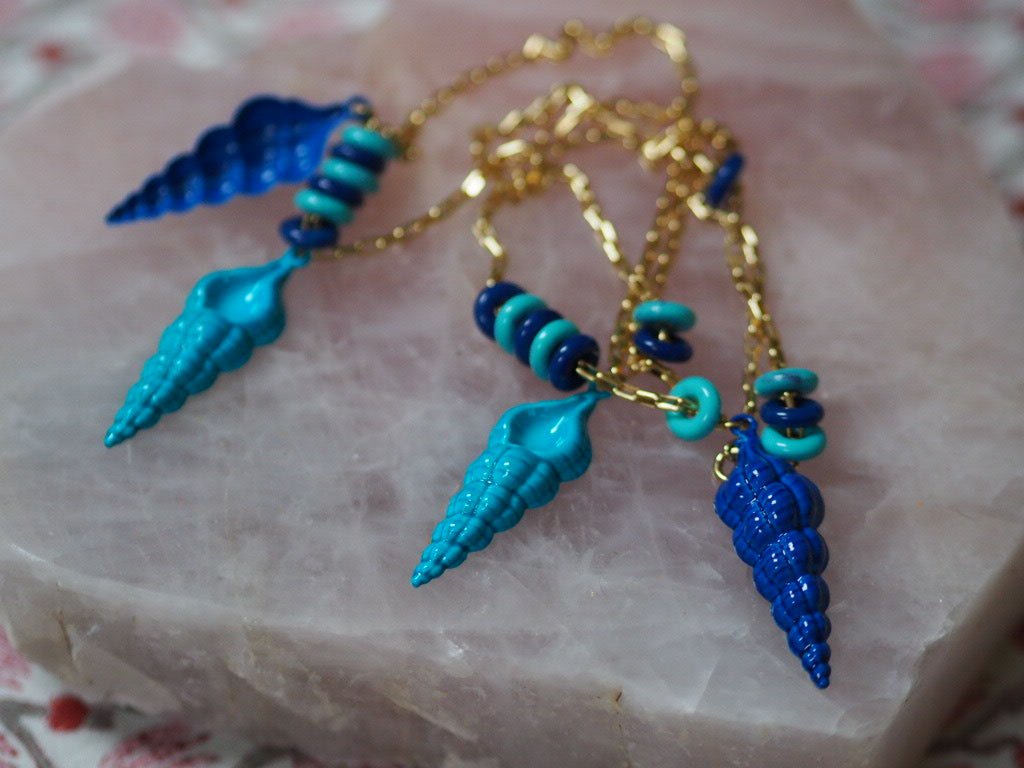 Shell enamel necklace and earrings - Natalia Willmott