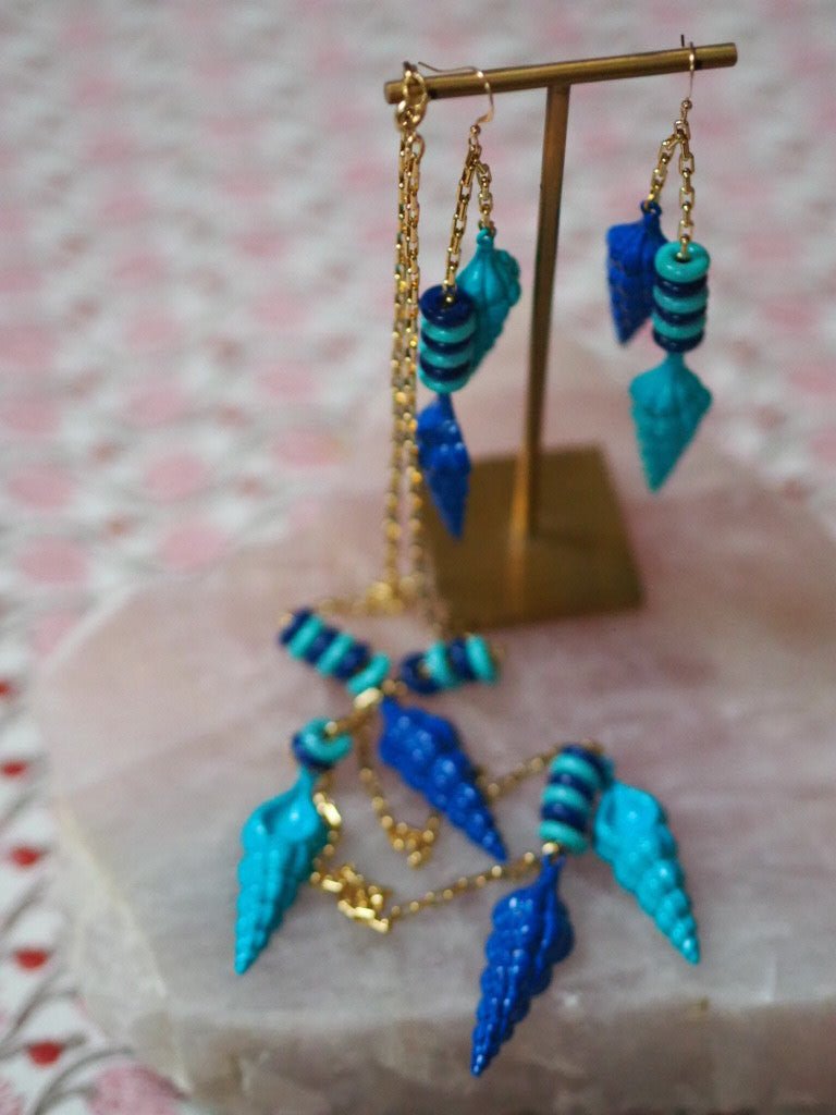 Shell enamel necklace and earrings - Natalia Willmott