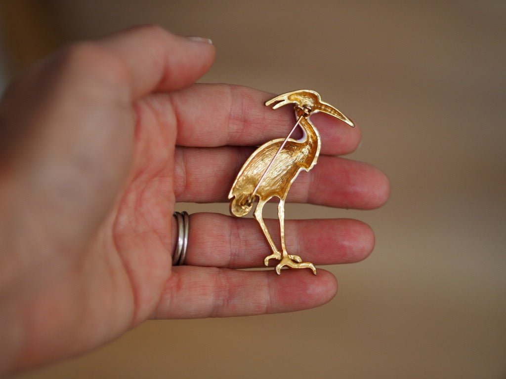 Stork brooch with enamel and strass - Natalia Willmott