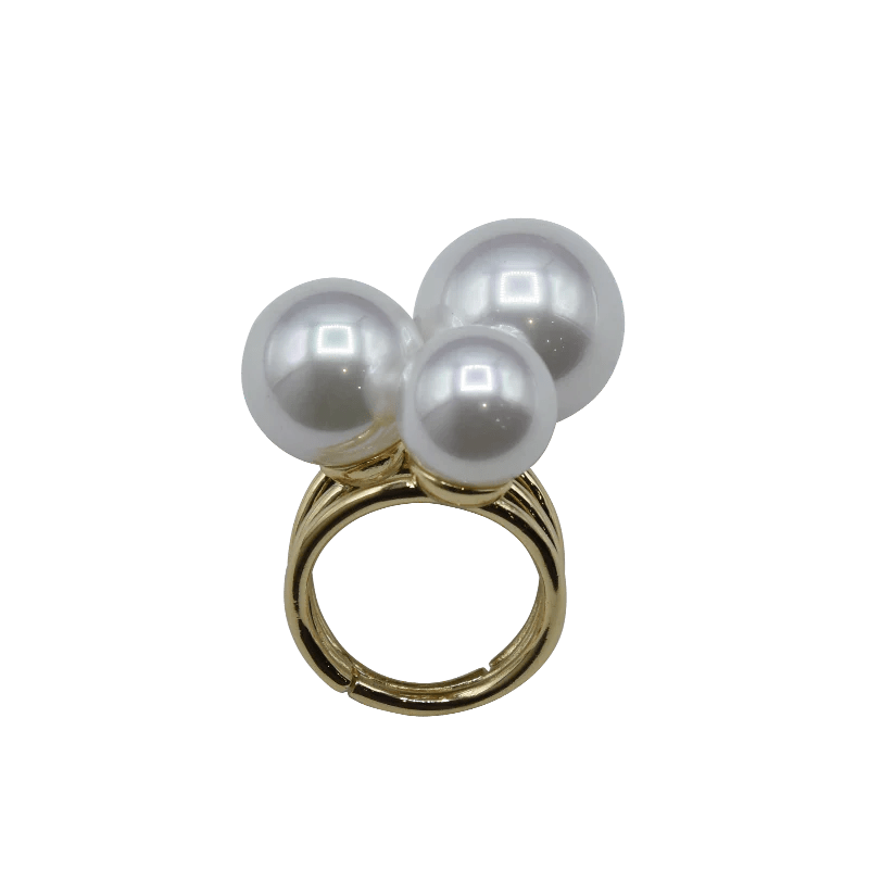 Three pearl adjustable statement ring - Natalia Willmott