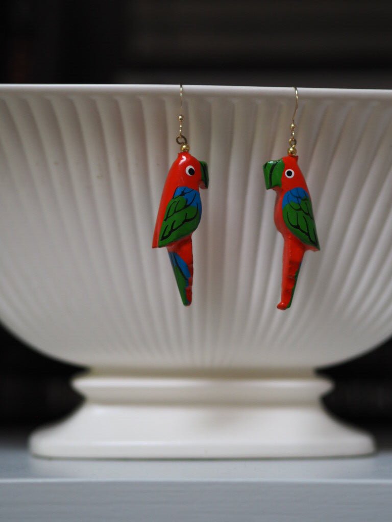 Vintage colourful parrot earrings - Natalia Willmott