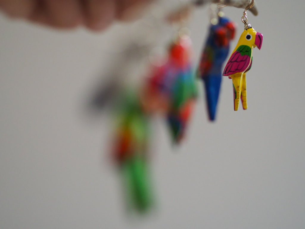 Vintage colourful parrot earrings - Natalia Willmott