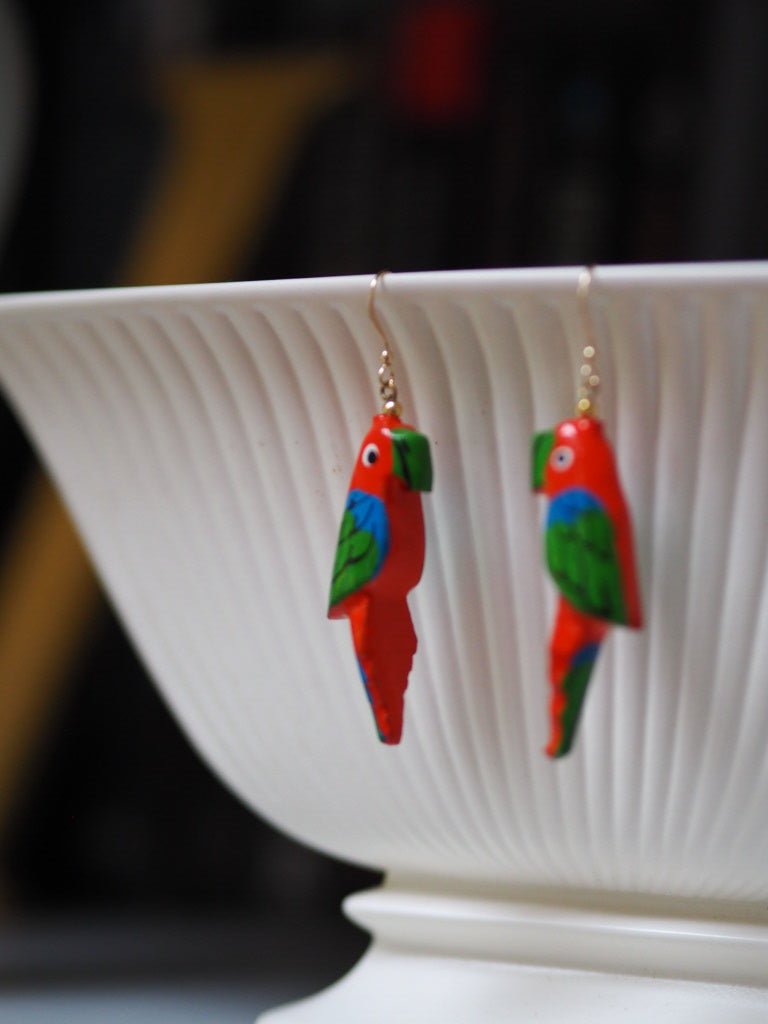 Vintage colourful parrot earrings - Natalia Willmott