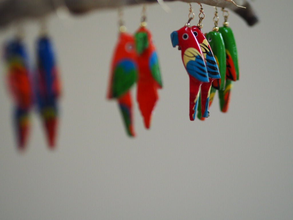 Vintage colourful parrot earrings - Natalia Willmott