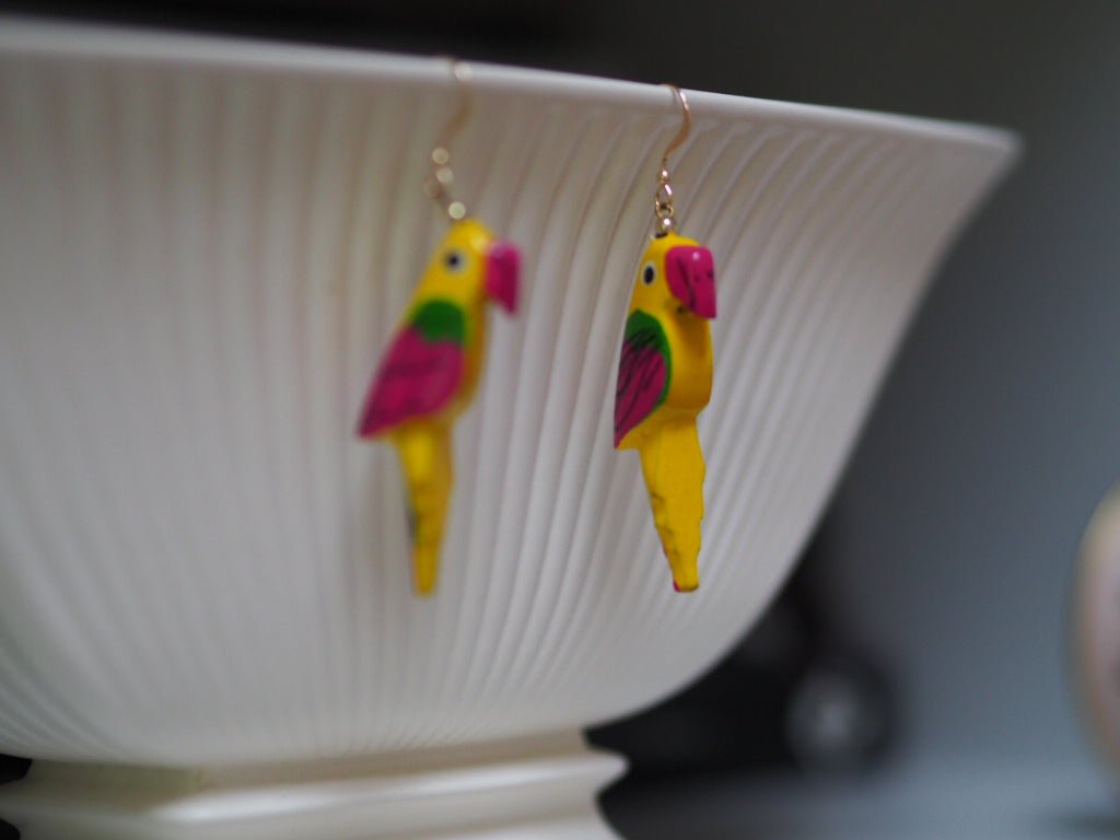 Vintage colourful parrot earrings - Natalia Willmott