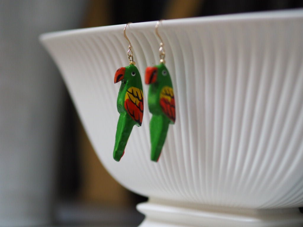 Vintage colourful parrot earrings - Natalia Willmott