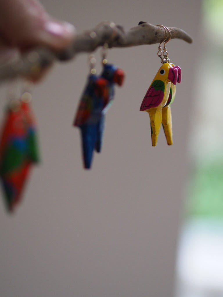 Vintage colourful parrot earrings - Natalia Willmott