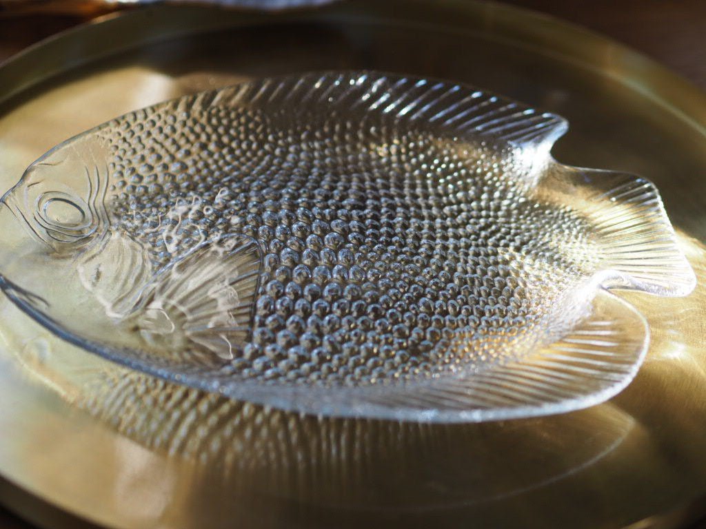 Vintage fish Arcoroc glass plate - Natalia Willmott