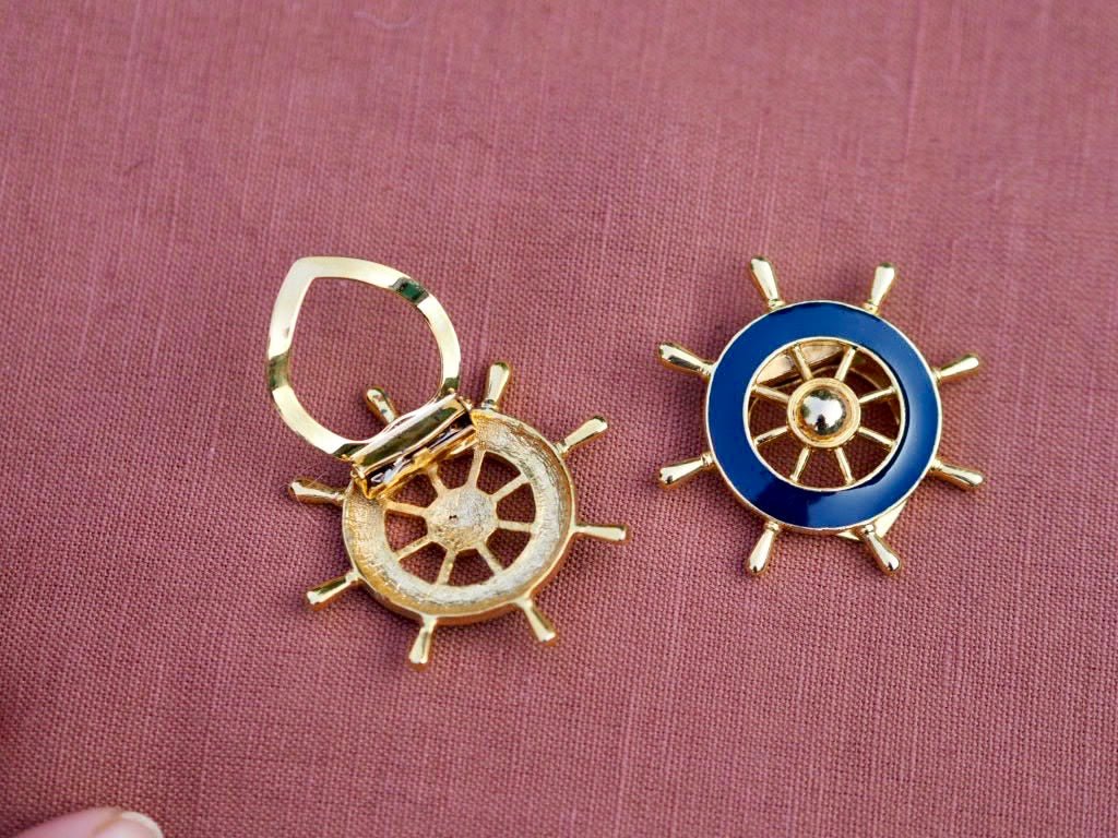 Vintage nautical ship wheel scarf clip - Natalia Willmott
