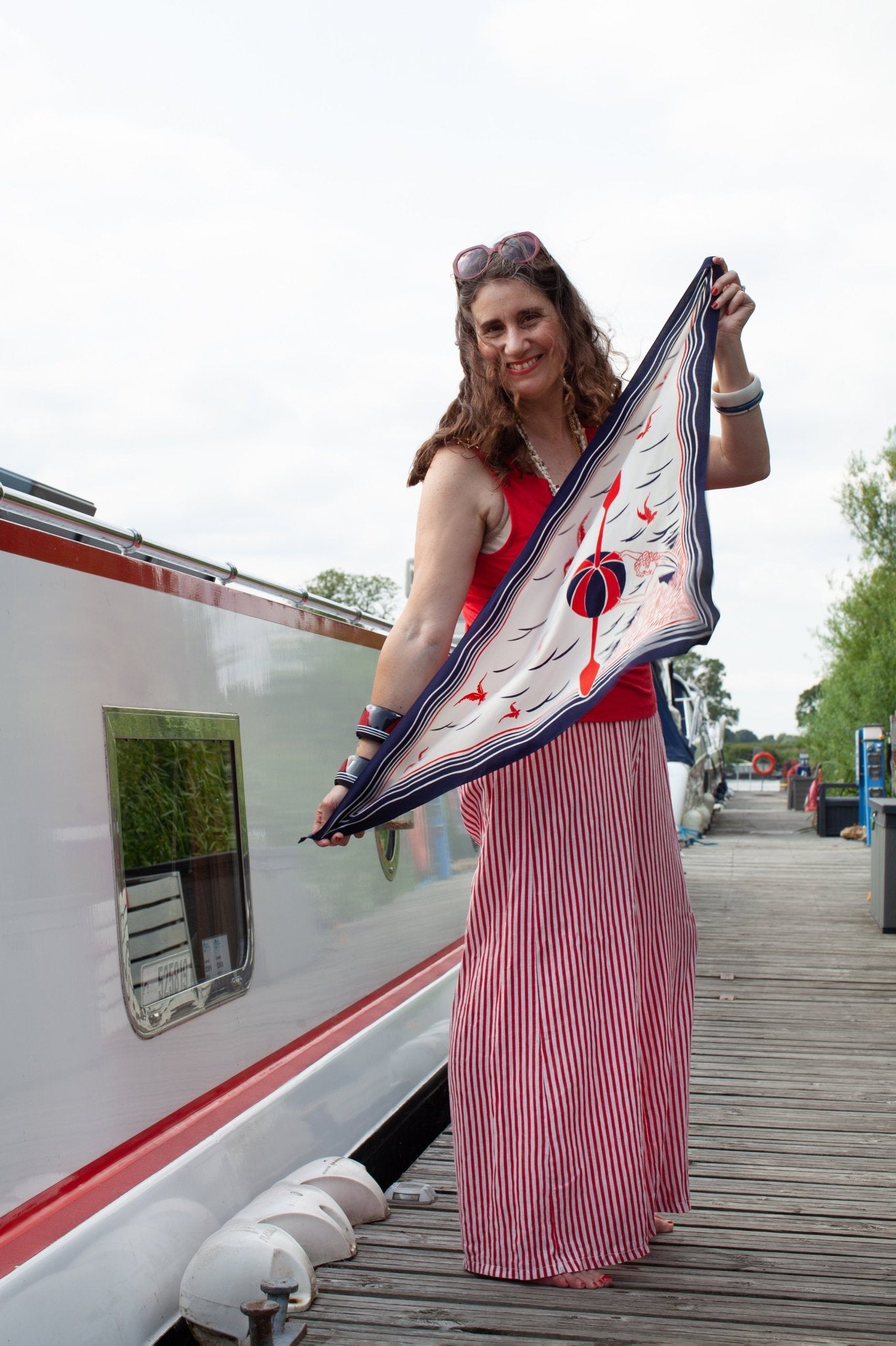 Vintage triangle 'lady with ball' silk scarf - Natalia Willmott