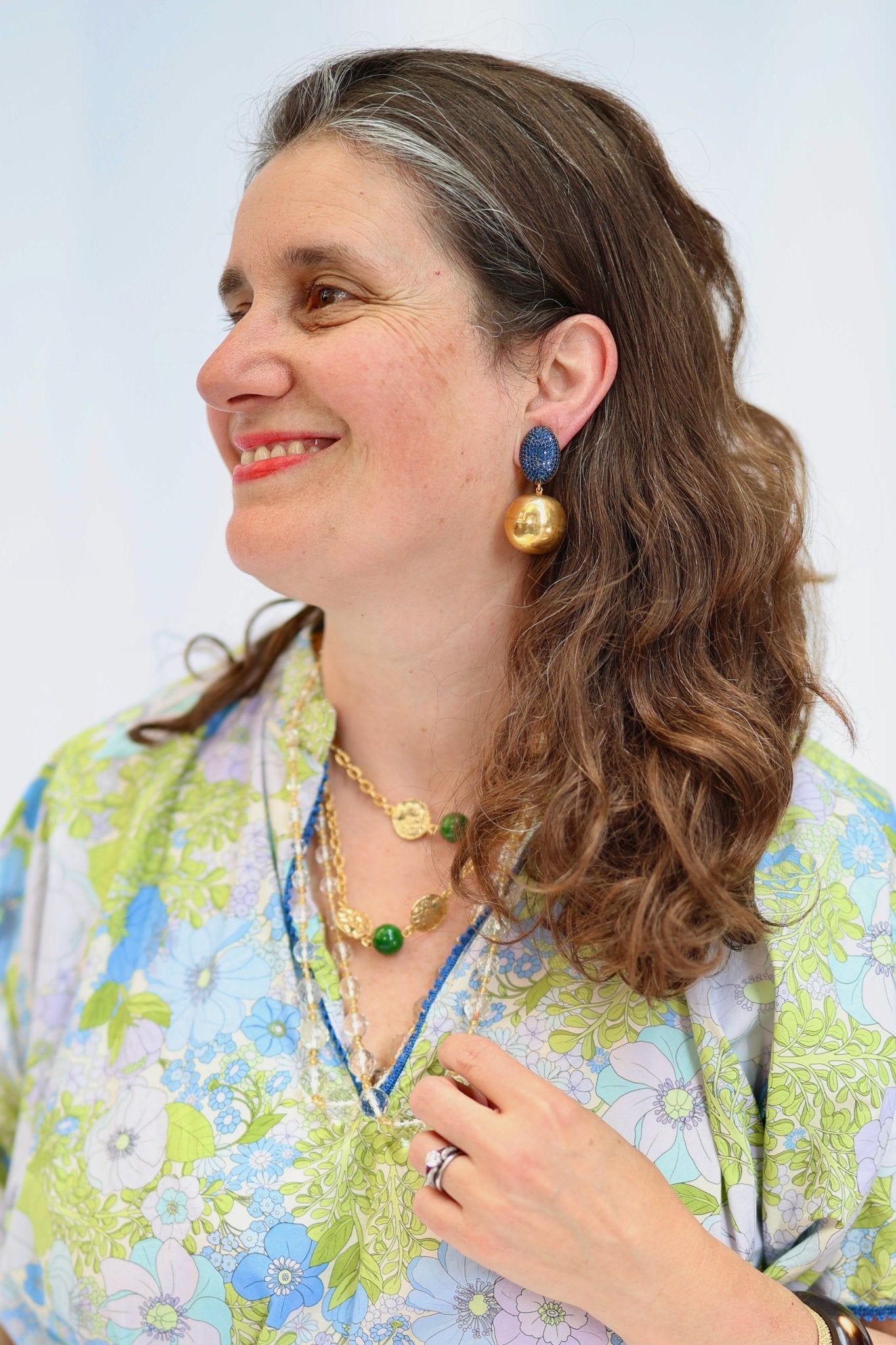 zircon and gold ball clip on earrings - Natalia Willmott