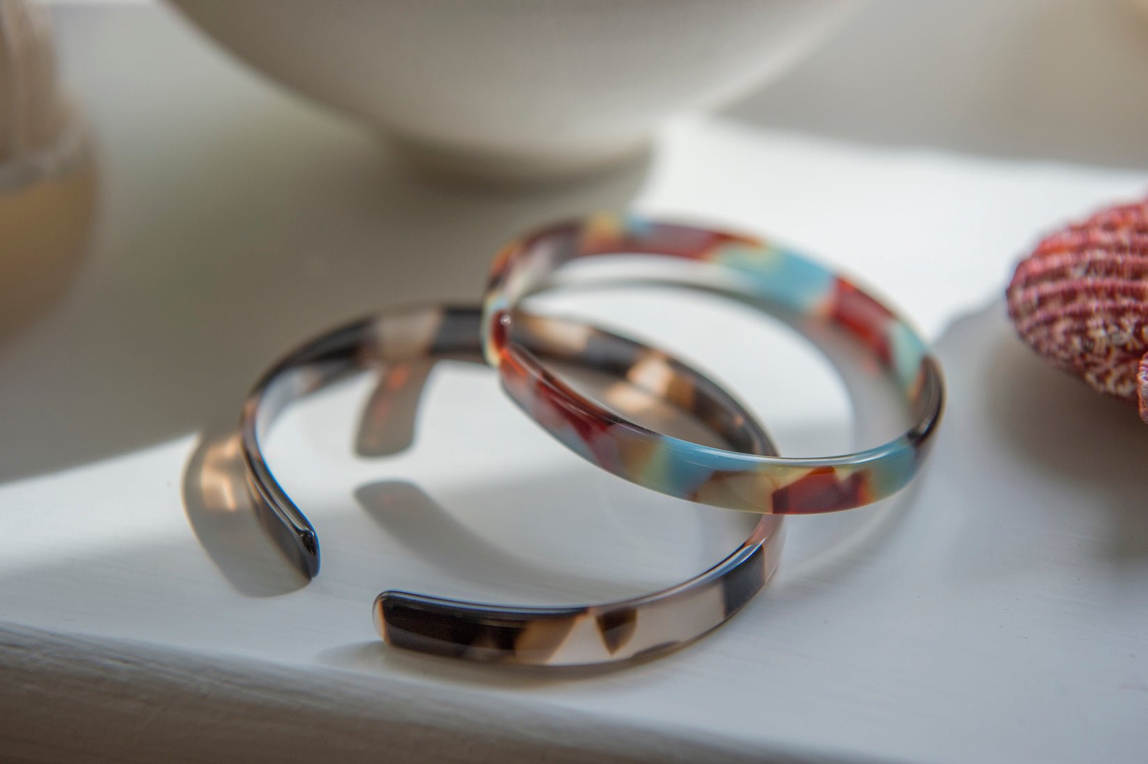 Acetate bangle - pink / turquoise calico - Natalia Willmott