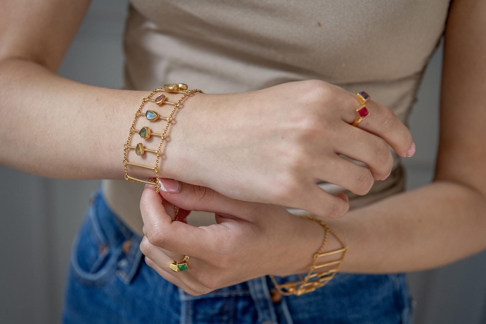 Adjustable semi precious stones ring - Natalia Willmott