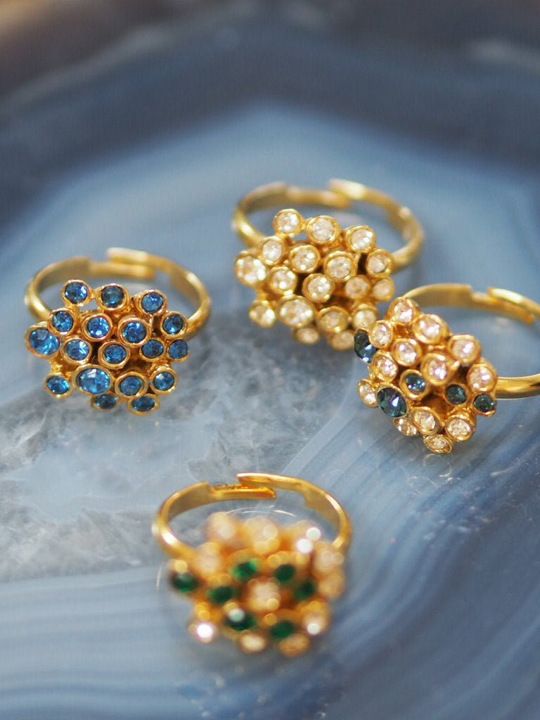 Adjustable vintage cluster ring with crystals - Natalia Willmott