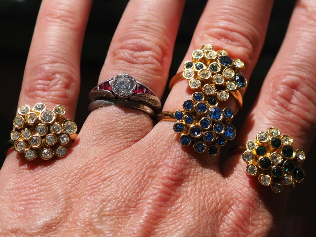 Adjustable vintage cluster ring with crystals - Natalia Willmott