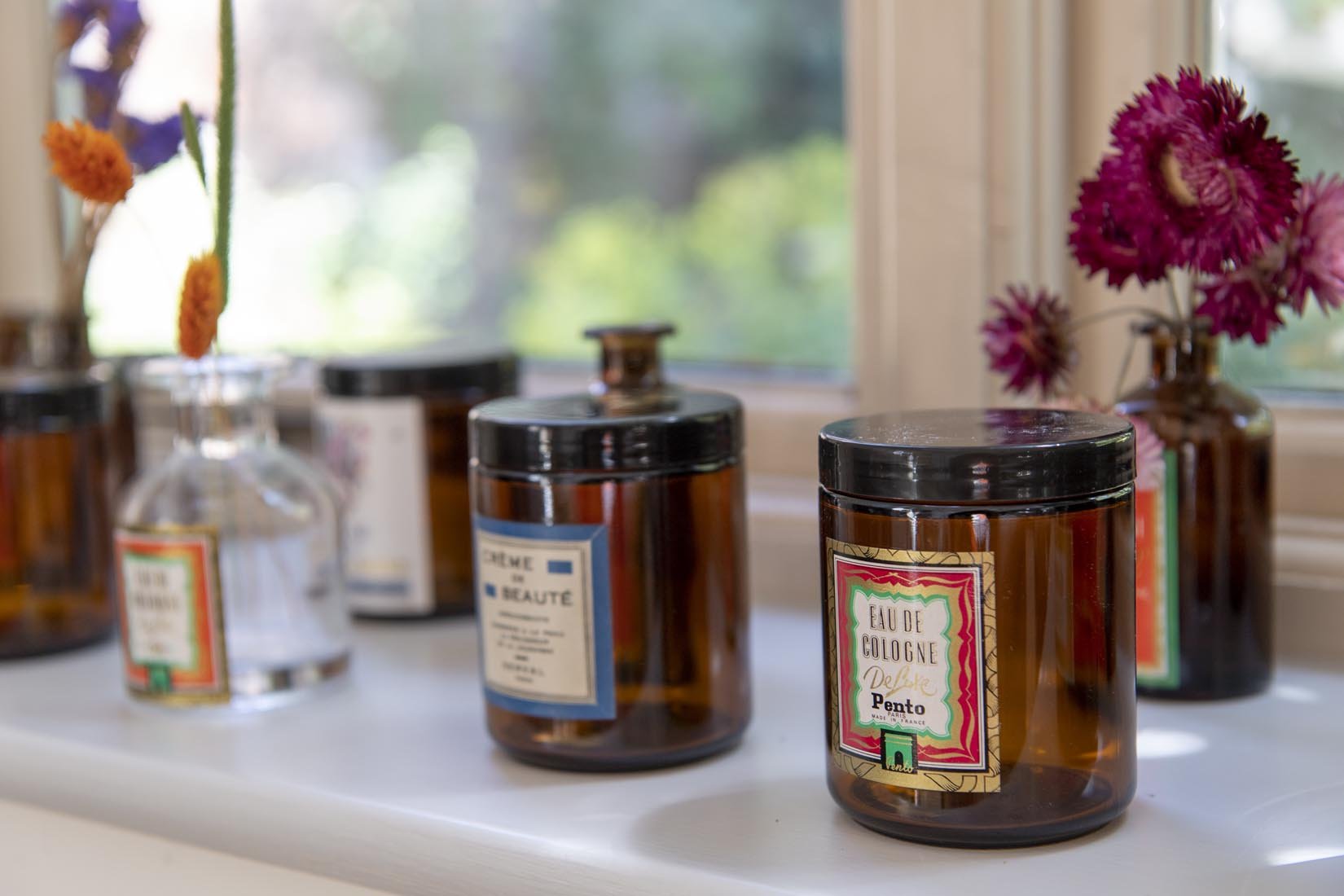 Antique cologne labels on apothecary bottles for styling - Natalia Willmott