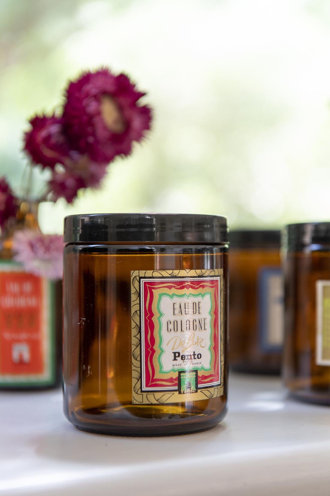 Antique cologne labels on apothecary bottles for styling - Natalia Willmott