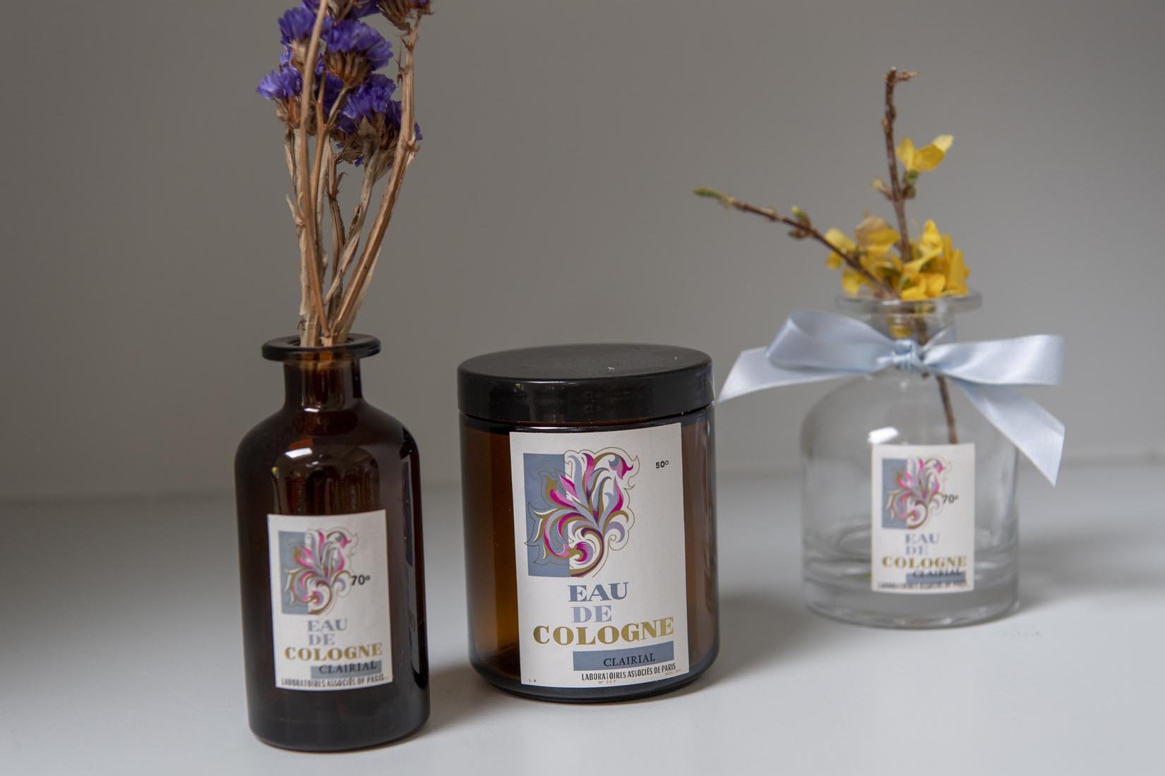 Antique cologne labels on apothecary bottles for styling - Natalia Willmott