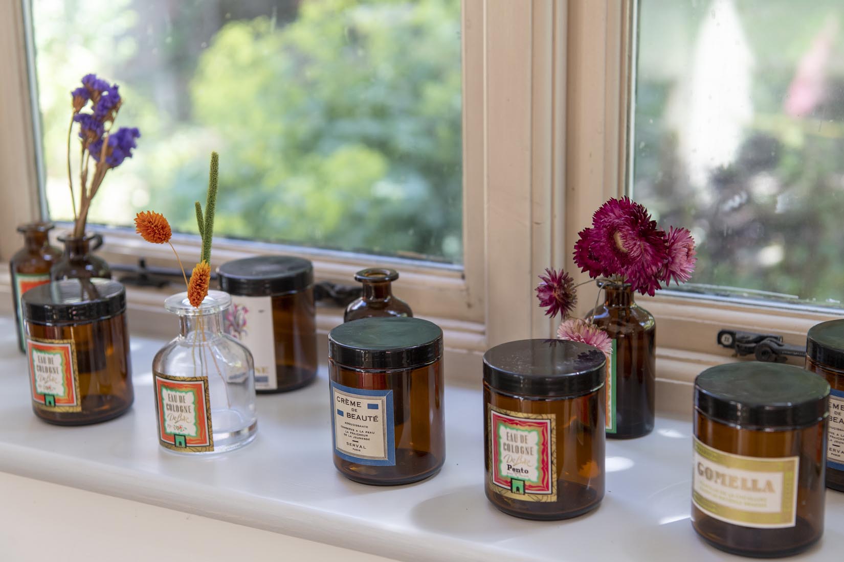 Antique cologne labels on apothecary bottles for styling - Natalia Willmott