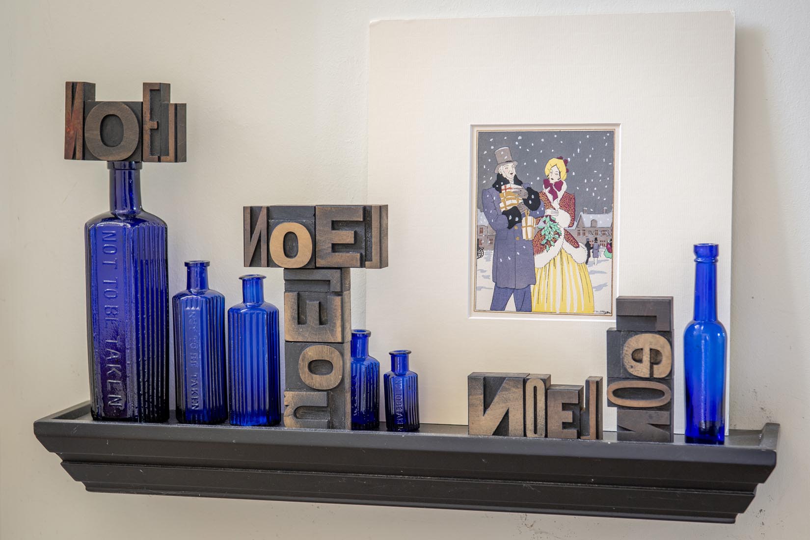 Antique glass cobalt blue collection of octagonal poison bottles - Natalia Willmott